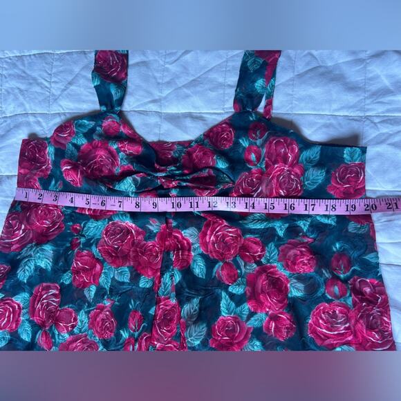 Vintage 90s VS Red Rose Floral Sheer Babydoll Mini Dress Lingerie Romantic - L - Picture 4 of 7